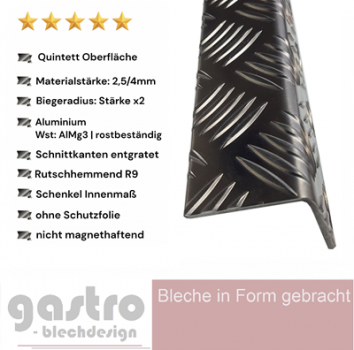 Aluminium Kantenschutz Riffelblech Quintett 2,5/4,0 mm | Gastro-Blechdesign